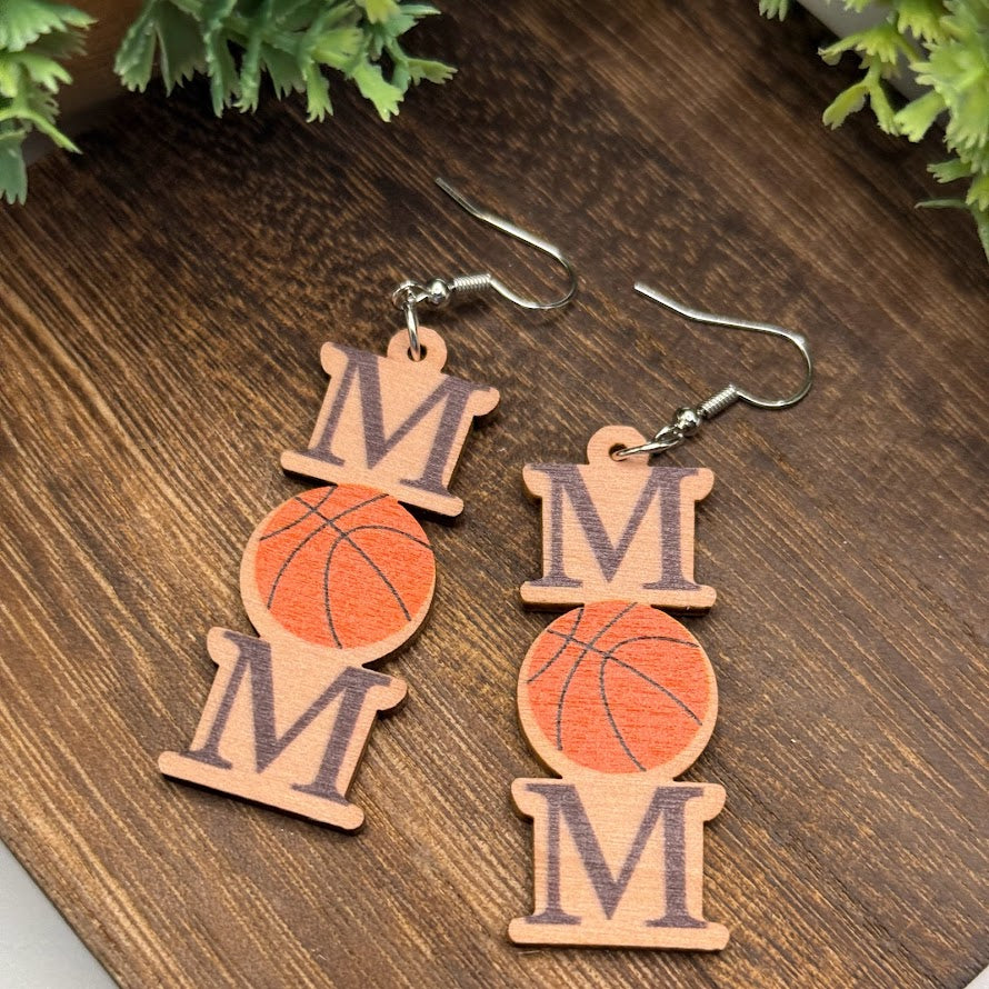 Sports Mom Wooden Earrings