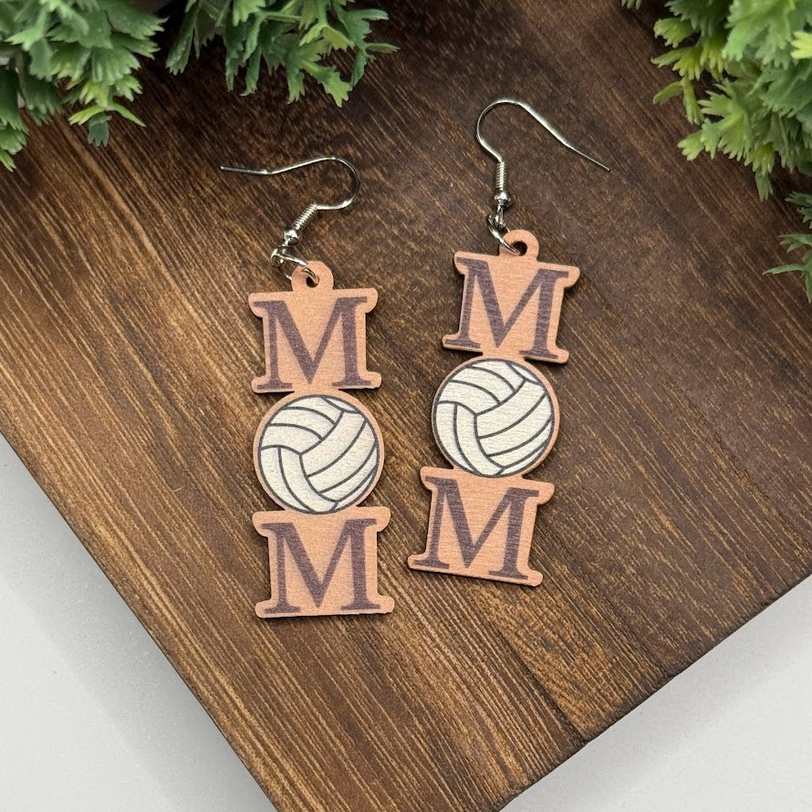 Sports Mom Wooden Earrings