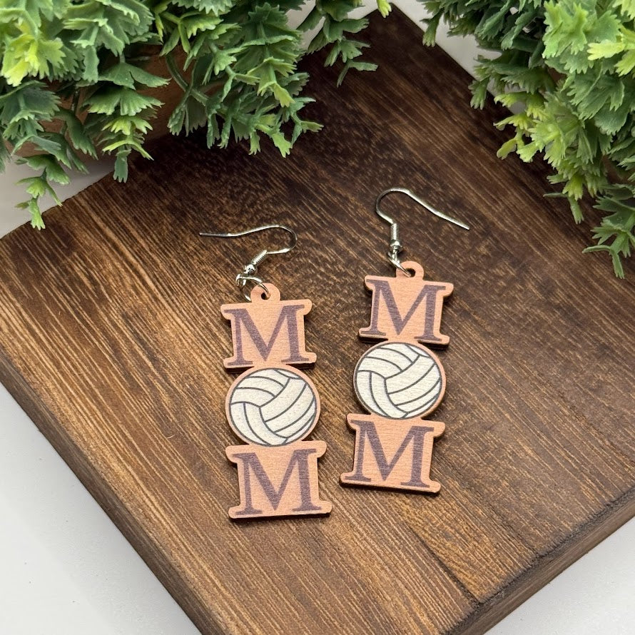 Sports Mom Wooden Earrings