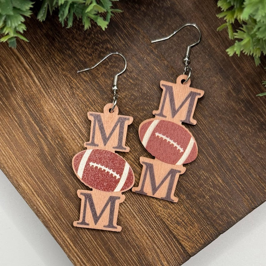 Sports Mom Wooden Earrings
