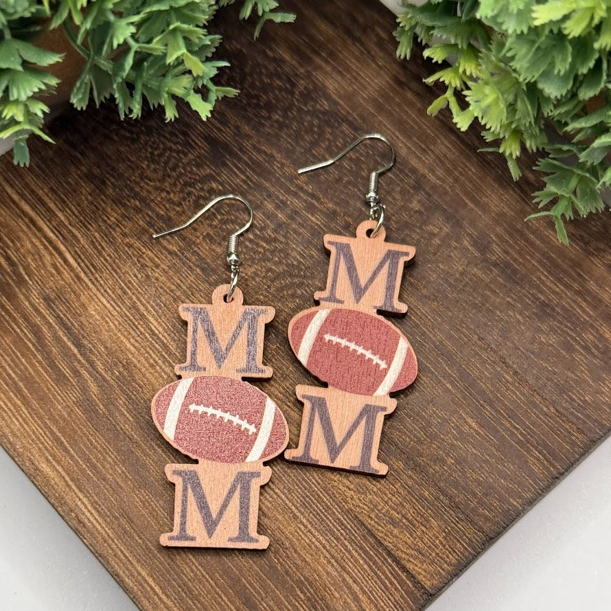 Sports Mom Wooden Earrings