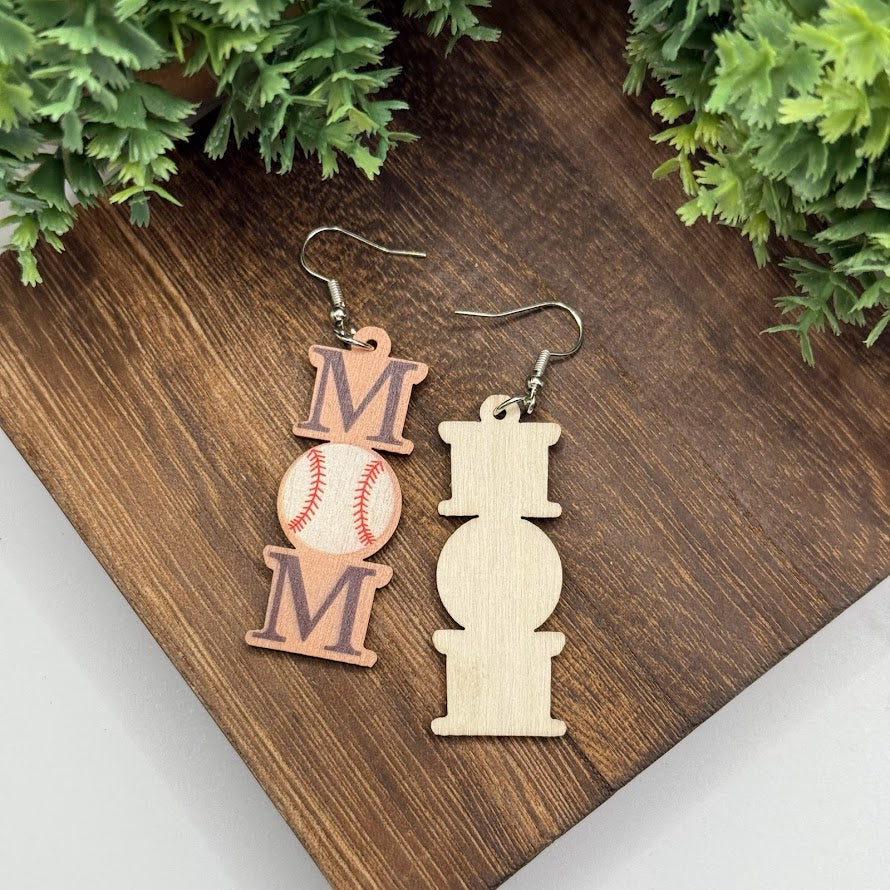 Sports Mom Wooden Earrings