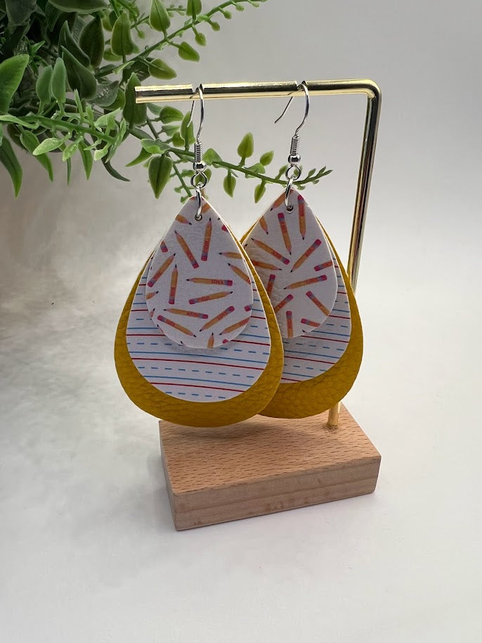 Fabulous Teacher Leatherette Teardrop Earrings