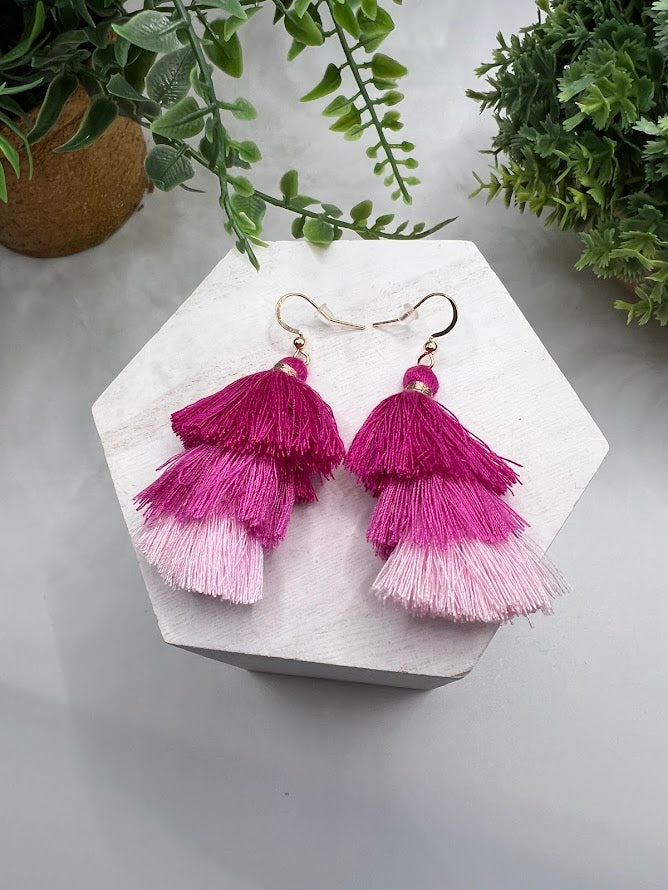 Colorful And Chic Timeless Tassel Earrings With Gold Accents - 6 Color Combo Options