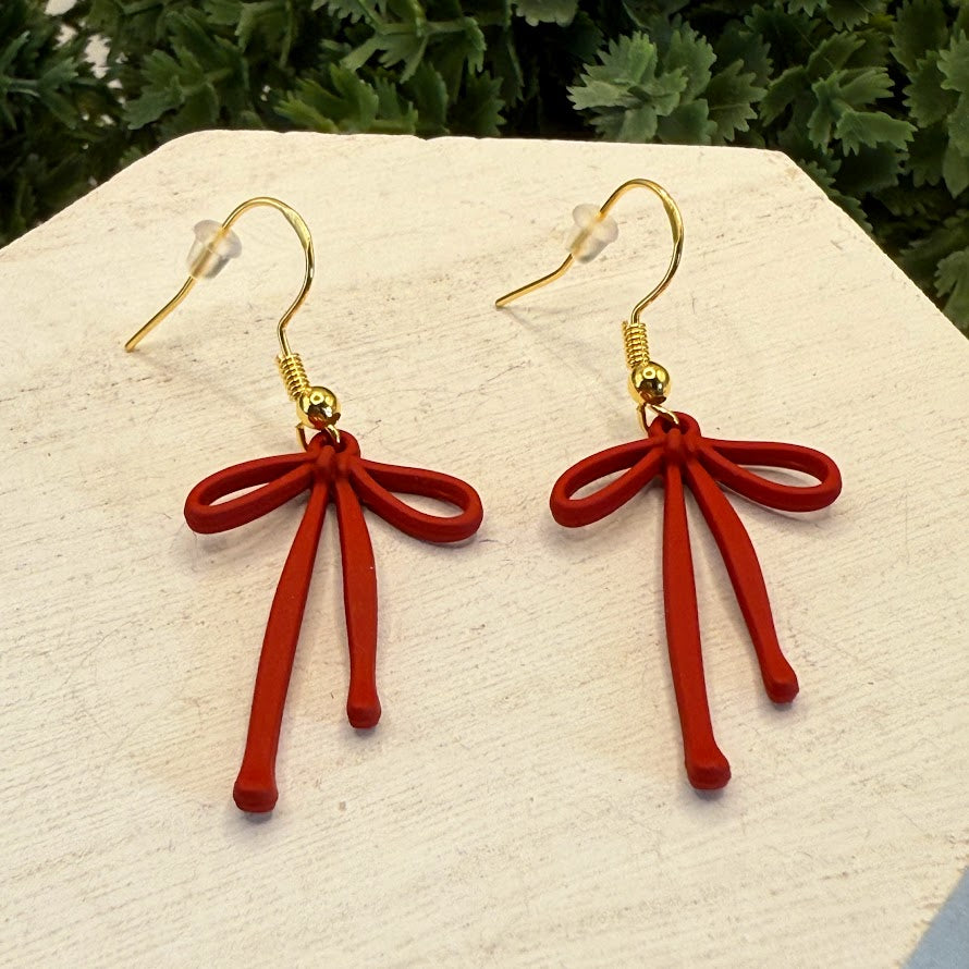 Darling Trendy Red Bow Earrings