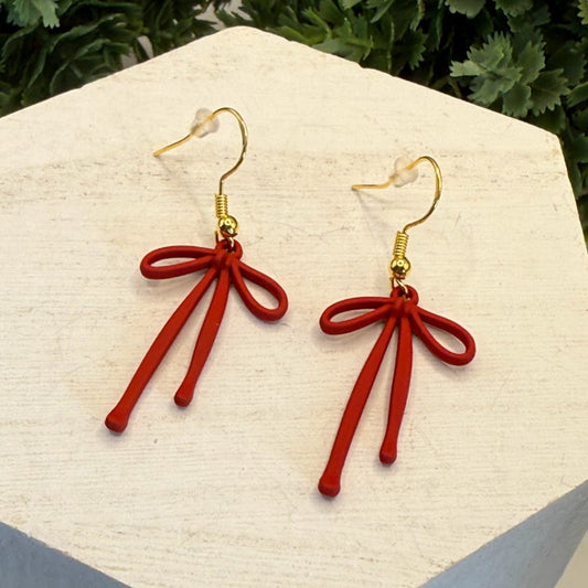 Darling Trendy Red Bow Earrings