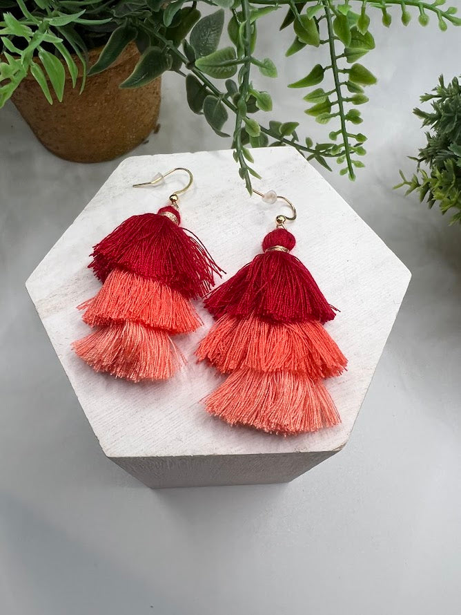 Colorful And Chic Timeless Tassel Earrings With Gold Accents - 6 Color Combo Options