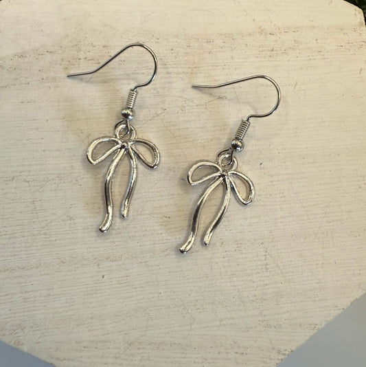 Chic Silver Bow Earrings- Best Seller!