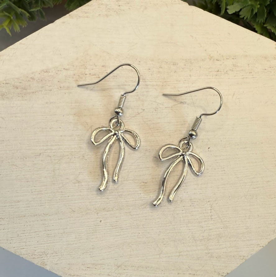 Chic Silver Bow Earrings- Best Seller!