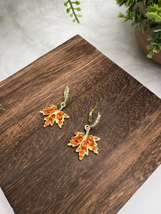 Beautiful Fall Leaf Sparklers Earrings