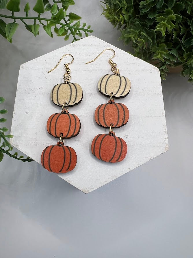 Pumpkin Spice Drop Wooden Earrings