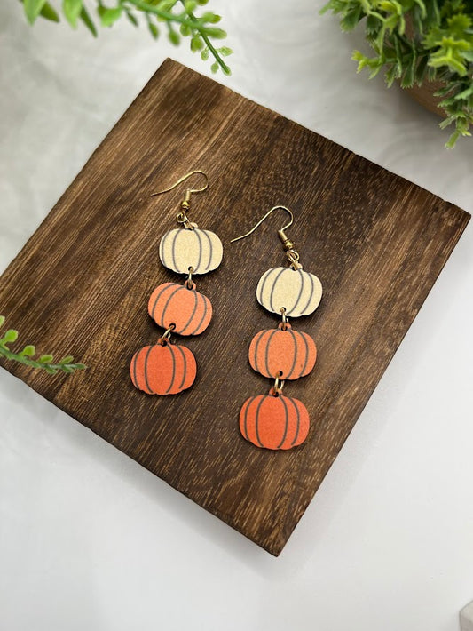 Pumpkin Spice Drop Wooden Earrings