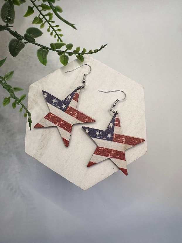 USA Stars and Stripes Patriotic Earrings