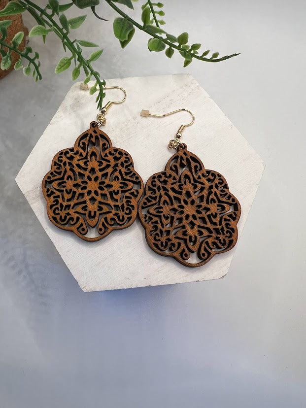 Timeless Wooden Mandala Earrings