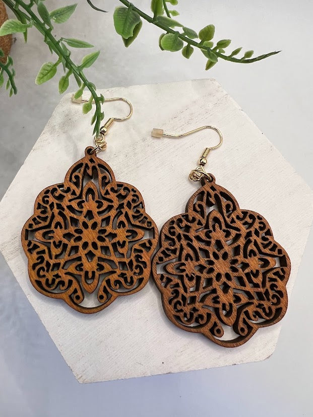 Timeless Wooden Mandala Earrings